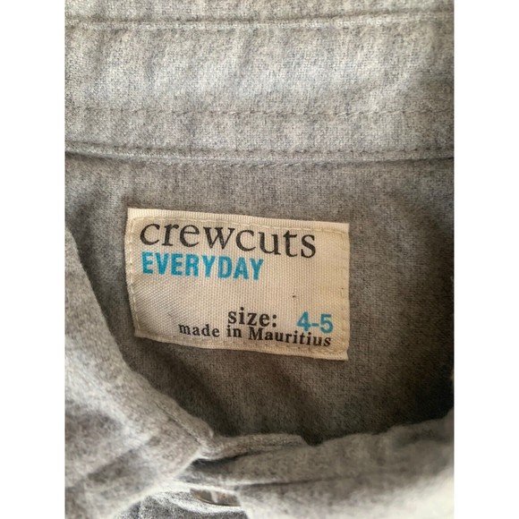 J. Crew Crewcuts Boys Cotton Flannel Chamois Shirt Elbow Patches Size 4-5 Grey - Picture 4 of 8